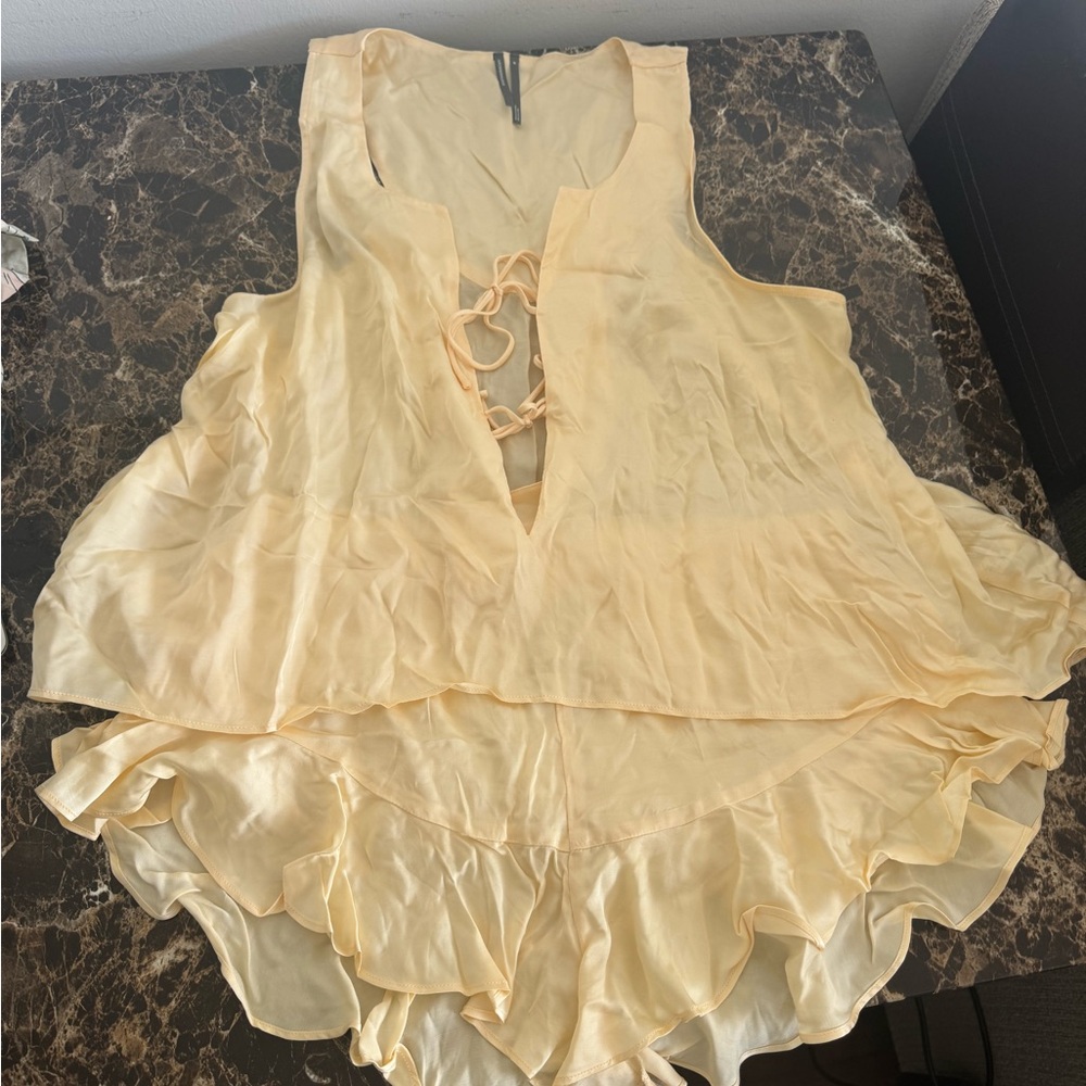 Anthropologie Beige pajama set